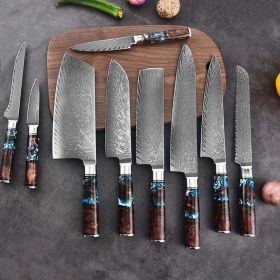 Western Chef Knife Slicing Knife Santoku (Option: Brown 9PCs Set)