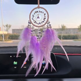 Crystal Stone Automobile Hanging Ornament Dreamcatcher (Color: Purple)