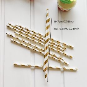 Ink Blue Hexagon Hot Gold Foil Plate (Option: 25 Straws)