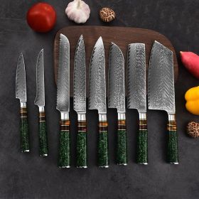 Western Chef Knife Slicing Knife Santoku (Option: Yellow Green 8PCs Set)