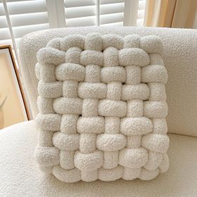 Home Sofa Decoration Lumbar Support Pillow (Option: Snow White-30x30x12cm)