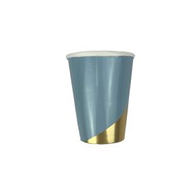 Ink Blue Hexagon Hot Gold Foil Plate (Option: 8 Paper Cups)