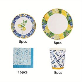 Bronzing Lemon Disposable Paper Tray (Option: Flower Plate Set Of Four)