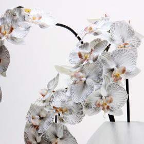 Factory Direct Sales Artificial Flower 3D Printing 8 Heads Phalaenopsis Wedding Flower Bouquet Decoration Moist Feeling Single Stem Fake Flower (Color: Black)