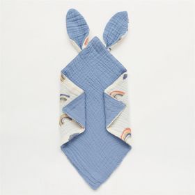 Baby Printed Appeasing Towel Rabbit Ears Cotton Gauze (Option: Sky Blue)