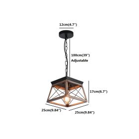 American Style Pendant Vintage Industrial Style Clothing Store Iron Art Lamp (Option: Wood grain sling chain)