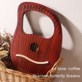 Solid Wood Veneer Lyre (Option: 16Strings Coffee-Phantom Sound Butterfly Shadow)