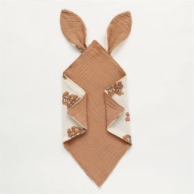 Baby Printed Appeasing Towel Rabbit Ears Cotton Gauze (Option: Light Coffee)