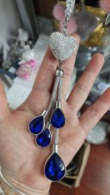 Car Pendant Rearview Mirror Pendant Car Crystal Interior Hanging Decoration (Option: Sapphire Blue)
