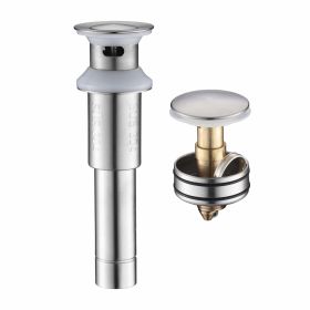 Sink Drain Stopper Bathroom 1.75 In;  Pop-Up Drain Stainless Steel With Overflow Anti-Clogging (Color: Brushed Nickel)