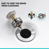 Sink Drain Stopper Bathroom 1.75 In;  Pop-Up Drain Stainless Steel With Overflow Anti-Clogging