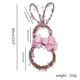 Easter Rabbit Pendant LED Luminous Vine Ring (Option: Rabbit Garland-Pink Purple Light Style Large)