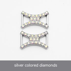 Rhinestone Shoelace Buckle Metal Shoe Buckle (Option: X Word Silver Colored Diamond)