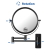 8-inch Wall Mounted Makeup Vanity Mirror, 1X / 10X Magnification Mirror, 360° Swivel with Extension Arm