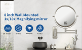 8-inch Wall Mounted Makeup Vanity Mirror, 1X / 10X Magnification Mirror, 360° Swivel with Extension Arm