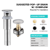 Sink Drain Stopper Bathroom 1.75 In;  Pop-Up Drain Stainless Steel With Overflow Anti-Clogging