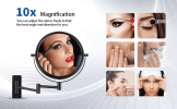 8-inch Wall Mounted Makeup Vanity Mirror, 1X / 10X Magnification Mirror, 360° Swivel with Extension Arm