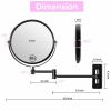 8-inch Wall Mounted Makeup Vanity Mirror, 1X / 10X Magnification Mirror, 360° Swivel with Extension Arm