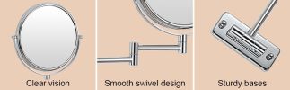 8-inch Wall Mounted Makeup Vanity Mirror, 1X / 10X Magnification Mirror, 360° Swivel with Extension Arm