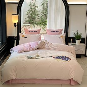 Cartoon Cute Style Cotton Sanding Duvet Cover Bed Sheet Bedding (Option: A-1.5m Bed 4pc)