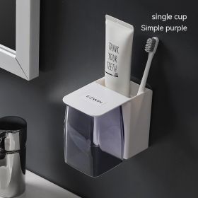 Simple Magnetic Tooth Glass Suit Household Hanging (Option: Single Cup Simple Purple)