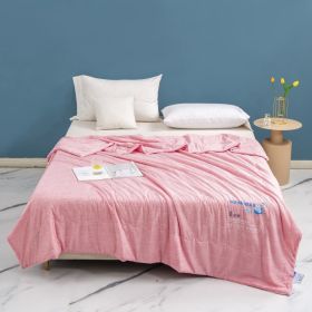 Class A Maternal And Child Grade Ice Cream Cold Feeling Ice Silk Summer Quilt (Option: Pink Plaid-200x230)