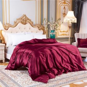 Summer Bare Sleeping Ice Silk Quilt Cover Summer (Option: Wine Red-Four Pieces 180x220cm)