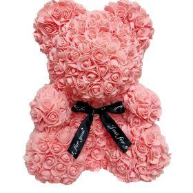 Rose Bear Eternal Rose Bear Birthday Gift Foam Rose Bear (Option: Pink Venus-40cm Gift Box)
