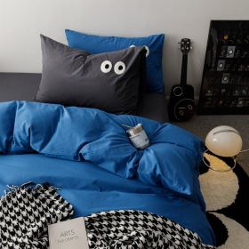 Big Eyes All Cotton Washed Cotton Bed Fittings (Option: Klein Blue Gray-200cm Bed Sheet)