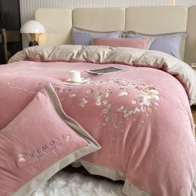 Thickened Thermal Coral Fleece 4-piece Set (Option: Eucalyptus Cameo Brown-200cm Bed 4pc)