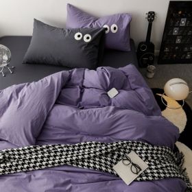Big Eyes All Cotton Washed Cotton Bed Fittings (Option: Honey Purple Gray-200cm Bed Sheet)
